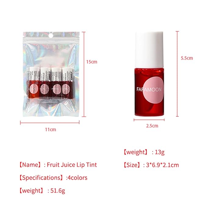 4PCS Lip Tint Stain Set,Mini Liquid Water Tint,Korean Lip