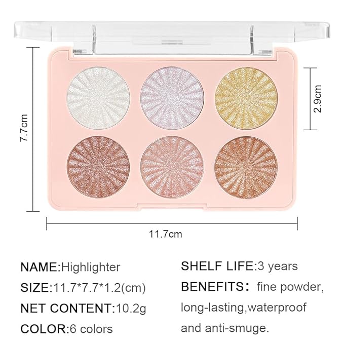 6 Colors Face Highlighter Makeup Palette iluminadores de