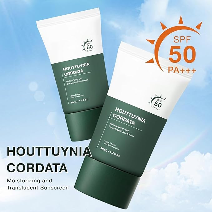 2pcs Heartleaf Silky Moisture Sunscreen, Moisture Daily Sunscreen, Silky Moisturizing Sunscreen, Hydrating Moisturizing Essence Korean SPF 50+ PA++++ Facial Moisturizer Sunscreen