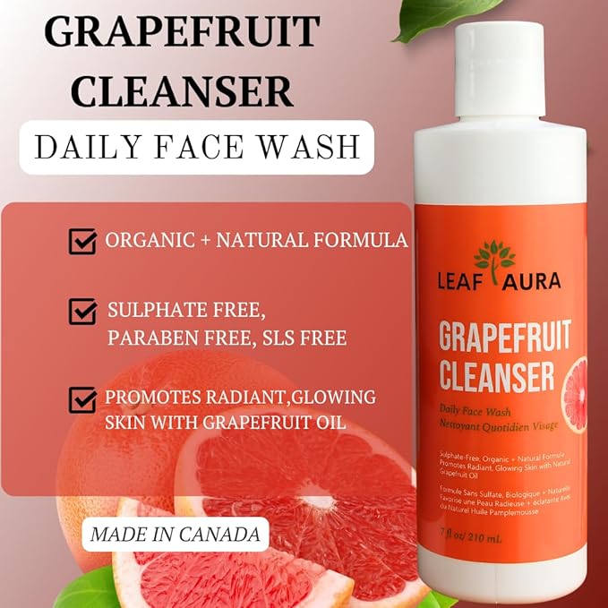 Skin Care Products Combo (5 Items) - Comes With Charcoal Cleanser, Grapefruit Cleanser, Vitamin C Serum, Hyaluronic Acid, Mango Moisturizer- Made with Natural + Organic Formula