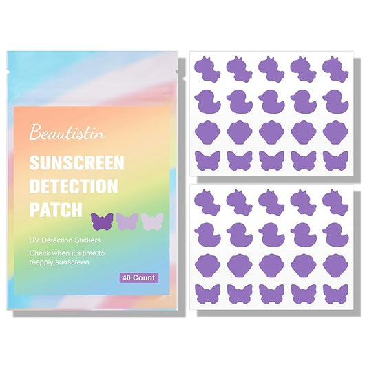 UV Stickers for Sunscreen - 40 Count UV Detection Stickers, Know When to re-Apply Sunscreen, UV Stickers Safe for Kids Age 3+, 4 Pattern Types for Girls & Boys