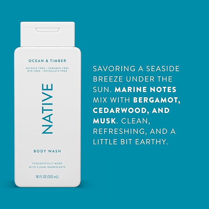 Native Body Wash Contains Naturally Derived 18 oz