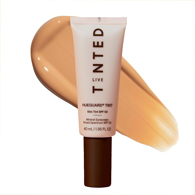 Live Tinted Hueguard Skin Tint SPF 50 - Tinted Mineral Sunscreen with Light-Medium Buildable Coverage With a Hydrating and Radiant Finish - Water and Sweat Resistant, 1.35 fl oz - Shade 08