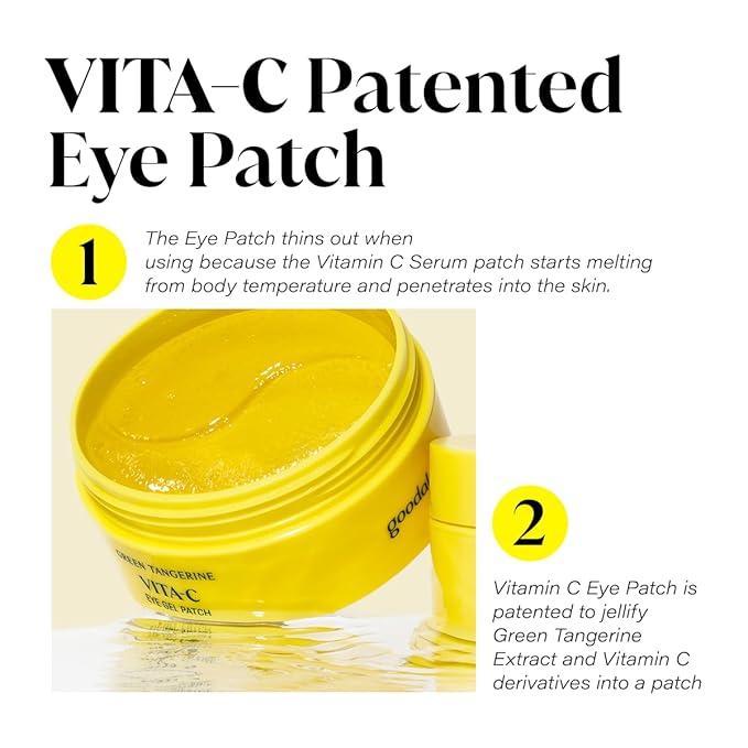 GOODAL Green Tangerine Vitamin C Moisturizing Eye Patch | 5-minute, Hydrating Gel Patch (60 sheets) (2024 Advanced Version)