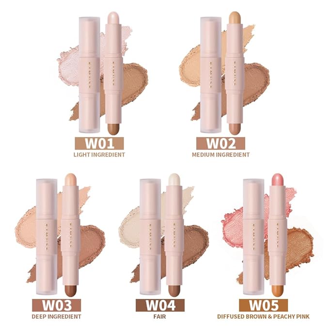 KIMUSE 2 Color Dual Cream Contour Stick, Highlight Face Makeup