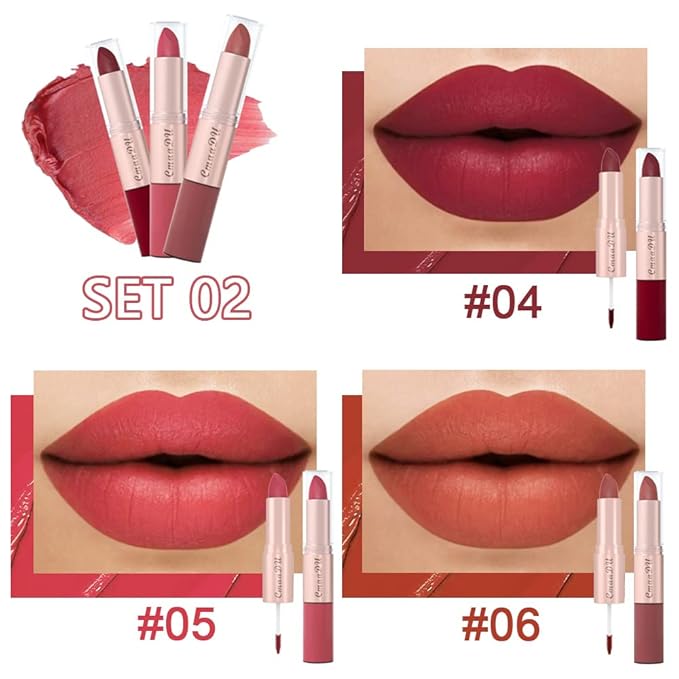 evpct 2 In 1 Wine Red Mauve Nude Lipstick