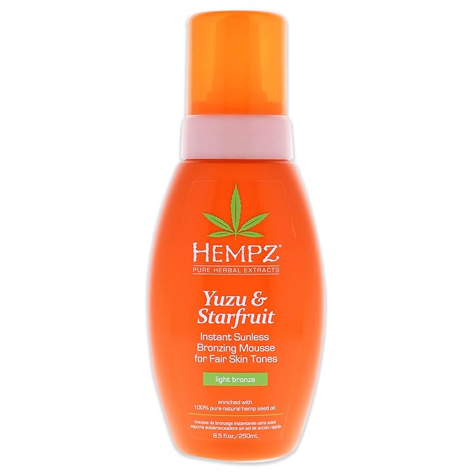 Hempz Yuzu and Starfruit Instant Sunless Bronzing Mousse for Fair Unisex Bronzer 8.5 oz