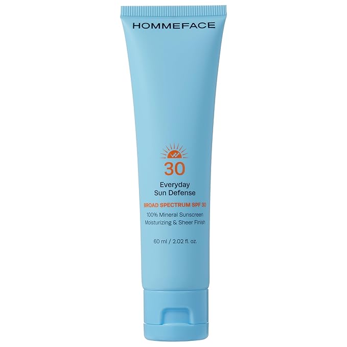 HOMMEFACE Everyday Sun Defense Broad Spectrum SPF 30 - Daily Mineral Face Moisturizer, Facial Sunscreen Lotion, Reef-Safe, Non-Greasy, 2.02 Fl. Oz.