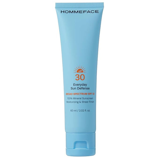 HOMMEFACE Everyday Sun Defense Broad Spectrum SPF 30 - Daily Mineral Face Moisturizer, Facial Sunscreen Lotion, Reef-Safe, Non-Greasy, 2.02 Fl. Oz.