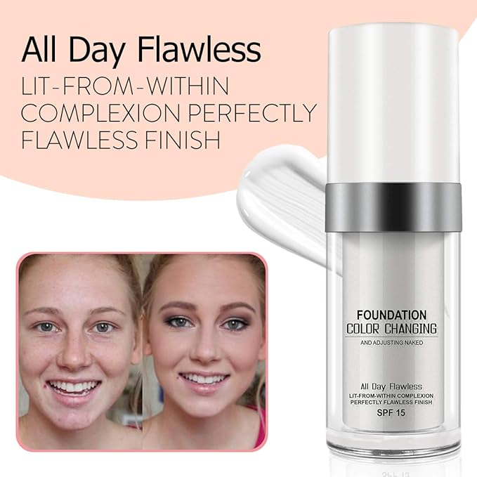 Flawless Colour Changing Warm Skin Tone Foundation,Naturally Blends Face 30ML