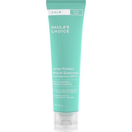 Paula’s Choice CALM Barrier Protect Mineral Moisturizer Sunscreen SPF 30 for Sensitive Skin, Soothes Redness, Suitable for Rosacea-Prone & Eczema-Prone Skin, Fragrance-Free & Paraben-Free, 2 Fl Oz