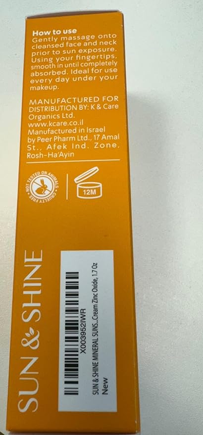 Sun&Shine 100% mineral sunscreen zinc oxide for Sensitive Skin: SPF50+ Broad Spectrum UVA UVB, Face sunscreen lotionreef safe, fragrance free 1.7 Oz