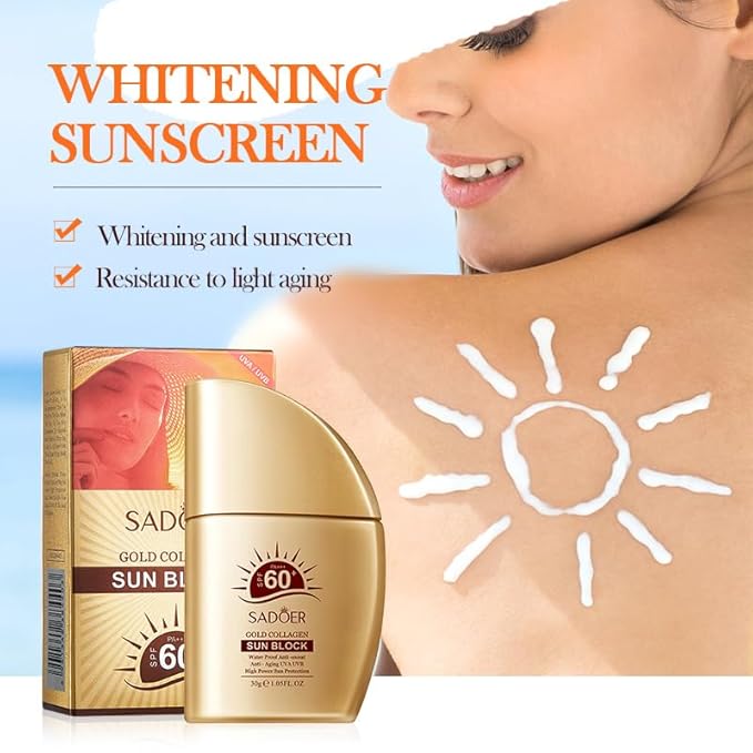 Collagen Face Sunscreen SPF 60+, SPF Moisturizer Face,Sunscreen Lotion Protect Skin, Sunscreen For Face & Body Moisture, SPF 60+ PA+++ Sunscreen Moisturizer For All Skin Type Water-Resistant