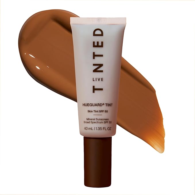 Live Tinted Hueguard Skin Tint SPF 50 - Tinted Mineral Sunscreen with Light-Medium Buildable Coverage With a Hydrating and Radiant Finish - Water and Sweat Resistant, 1.35 fl oz - Shade 04