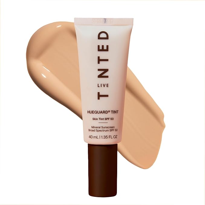 Live Tinted Hueguard Skin Tint SPF 50 - Tinted Mineral Sunscreen with Light-Medium Buildable Coverage With a Hydrating and Radiant Finish - Water and Sweat Resistant, 1.35 fl oz - Shade 10