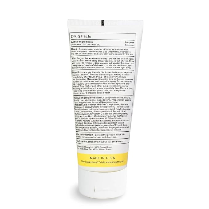 Musely Day Cream Mineral SPF 50, Clinical Grade Sunscreen, Broad-Spectrum, Water Resistant, 3 Fl Oz, Clear Color, 2x Bundle