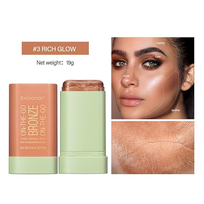 Multi-Use Makeup Blush Stick, Tinted Solid Moisturizer On-the-Go Rich Glow)