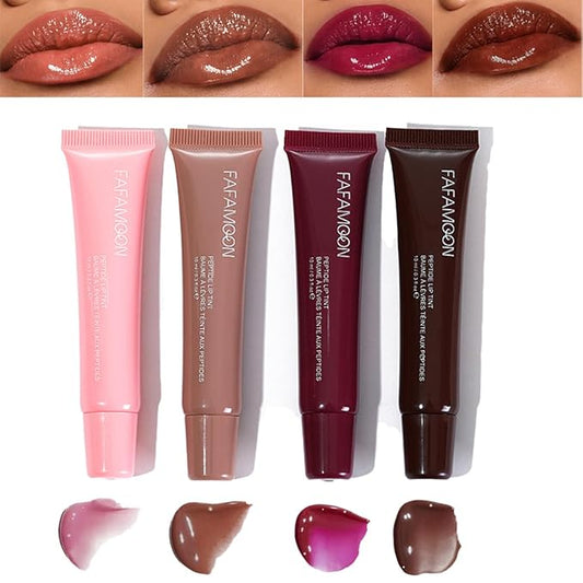 4 Colors Hydrating Lip Gloss Set,Glitter Glossy Plumping Lip