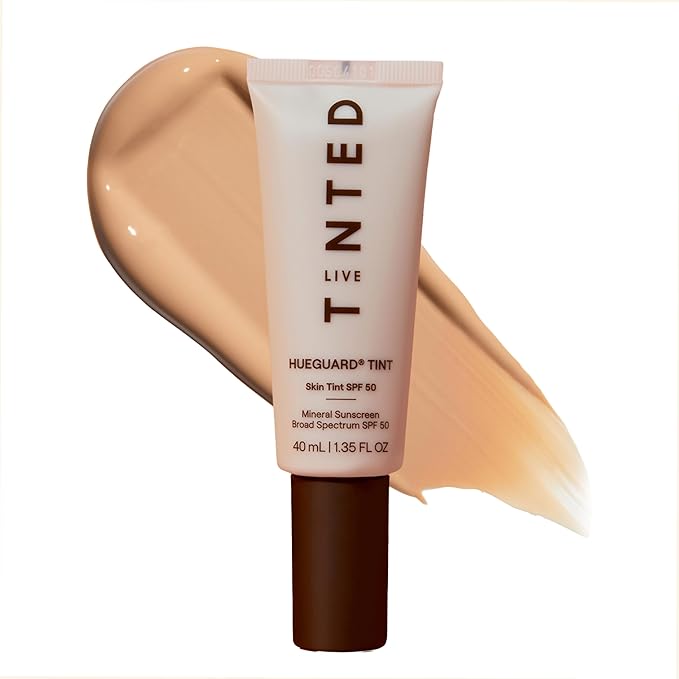 Live Tinted Hueguard Skin Tint SPF 50 - Tinted Mineral Sunscreen with Light-Medium Buildable Coverage With a Hydrating and Radiant Finish - Water and Sweat Resistant, 1.35 fl oz - Shade 09