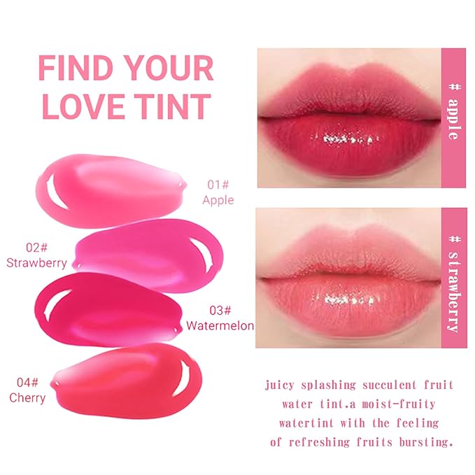 4PCS Lip Tint Stain Set,Mini Liquid Water Tint,Korean Lip