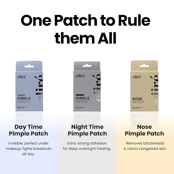 Eliré Night Time Pimple Patch – Extra Strength Hydrocolloid Stickers for Overnight Pimple Healing – Absorbs Pus & Protects Skin – Dermatologist-Tested & Non-Drying
