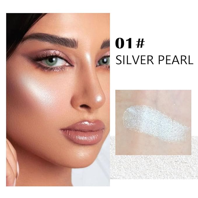 evpct Pearl White Silver Face Highlighter Makeup Shimmer