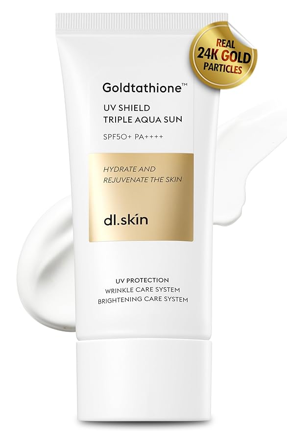 Goldtathione Sun Skin Care Triple Aqua Sun Block Face Lotion with SPF 50+ PA++++ Hydrating & Rejuvenating Face Moisturizer Korean Sunblock Day Cream w/Double Fine Line Care (1.69 fl oz)