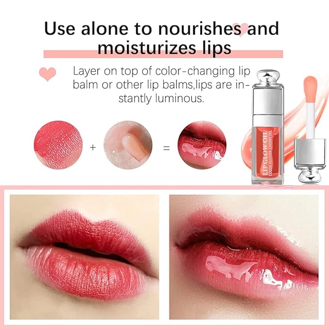 2PCS Hydrating Lip Glow Oil, Lip Oil Gloss Lip 2 OZ