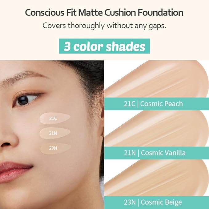 MOONSHOT KOREA Matte Fit Cushion Foundation Full Coverage Face,