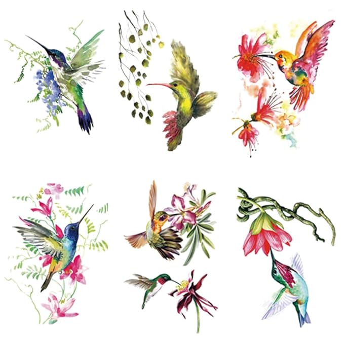 Weetuu 24 sheets hummingbird temporary