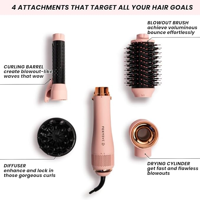 FoxyBae 4-in-1 Hot Air Styler: Blow Dryer Brush, Super Styler