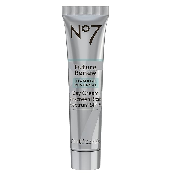 No7 Future Renew Damage Reversal Day Cream SPF 25 - Anti Aging Face Cream with SPF for Visibly Damaged Skin - Protects, Moisturizes & Reverses Dryness - Suitable for All Skin Types (0.5 Fl Oz)