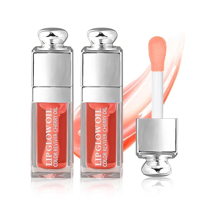 2PCS Hydrating Lip Glow Oil, Lip Oil Gloss Lip 2 OZ