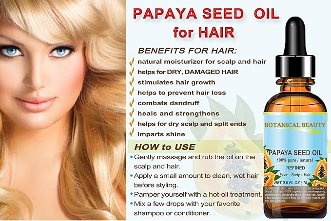 PAPAYA SEED OIL. 100% Pure / Natural / Lip Care. 0.5 Fl.oz