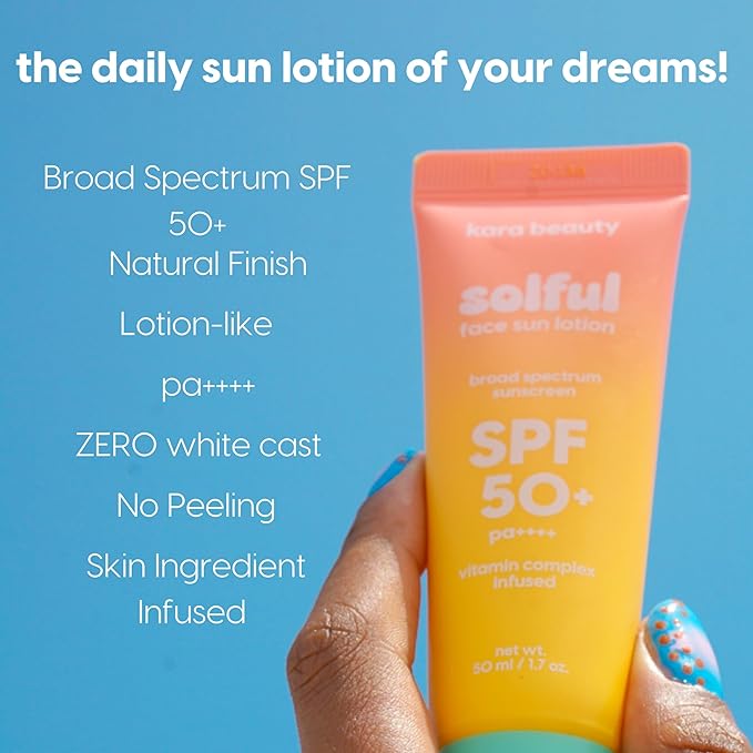 Kara Beauty SOLFUL Face Sun Lotion SPF 50+ PA++++ Korean Moisurizing Sunscreen, No White Cast 1.7oz