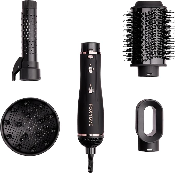 Foxybae Super Styler – 4-in-1 Blow Dryer Brush [Black Rose-Gold]