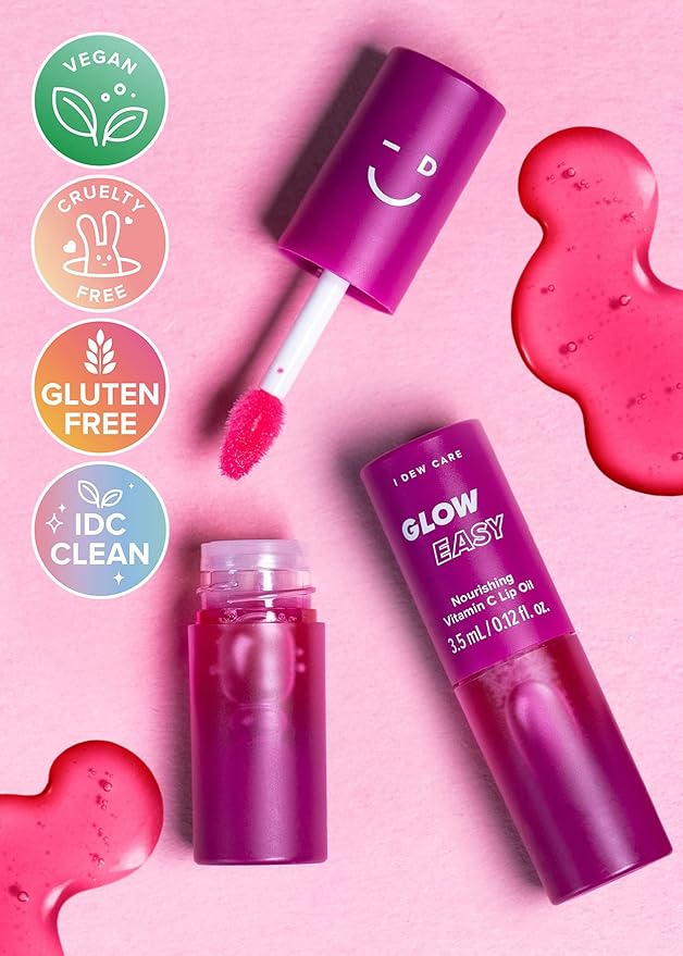 I DEW CARE Hydrogel Eye Patch - Starlit Kitten, 5 EA + Lip Oil Gloss - Glow Easy, 0.12 Fl Oz Bundle
