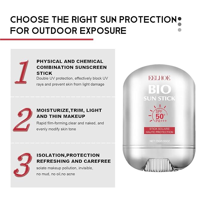 Bio Sun Stick,Face and Body Professional Sunscreen Stick,Enriched with Vitamin C Strong Sunscreen Keep Skin Moisture,Reduce Redness Sun Spots,Protection Repair of the Skin Suitable for all Types