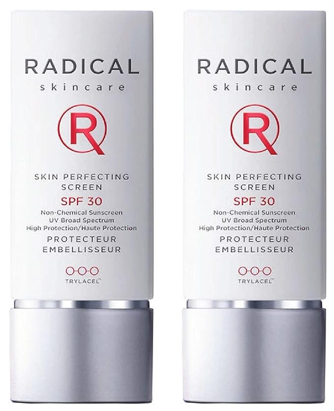 Radical Skincare Skin Perfecting Screen SPF 30 - Protects Against UVA/UVB Rays, Blurs Wrinkles, & Primes Makeup - For All Skin Types - Paraben & Cruelty Free - Clinically Proven (1.3 Fl Oz, 2 Pack)