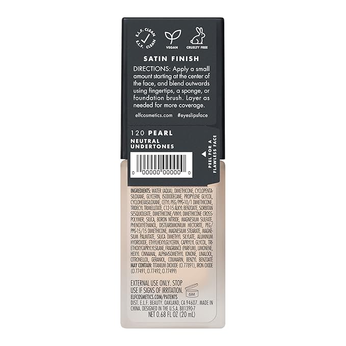 e.l.f. Flawless Finish Foundation, Lightweight & Medium Coverage, Oz () 20mL