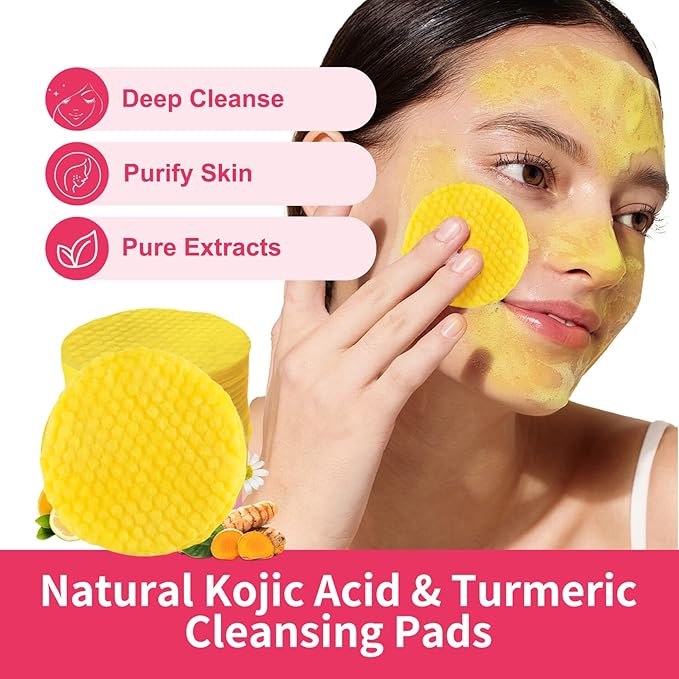 40 PCS Turmeric Kojic Acid Cleansing Pads,Turmeric