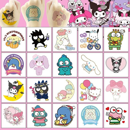 20pcs cute sanrio temporary tattoos