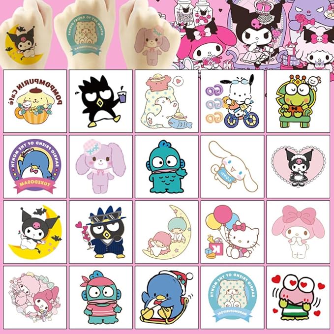 20 sheets sanrio temporary tattoos