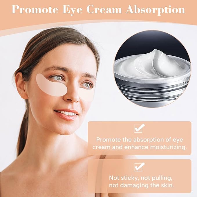 Under Eye Patches Silicone - 2 Pcs Reusable, eye Patches Plump Fine Lines & Wrinkles with Metal Eye Cream Applicator, Tin Case Christmas Gift