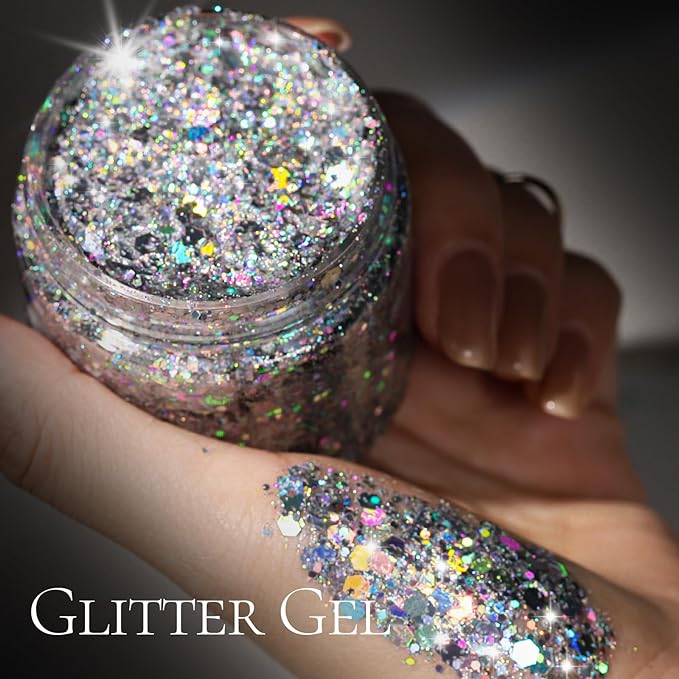 Teenitor body glitter, silver glitter,