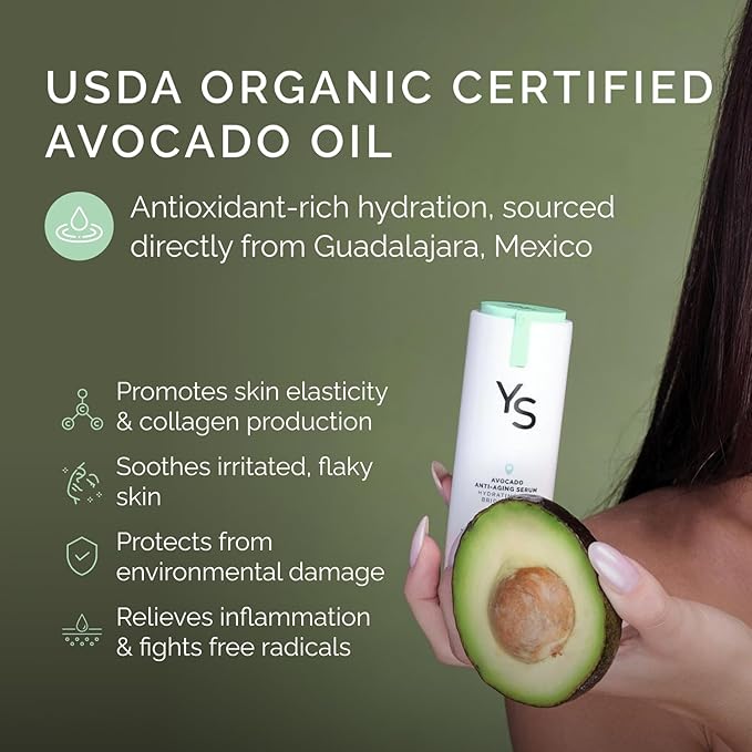 Avocado Anti-Aging Serum - Hydrating, Brightening, Wrinkle Reducer, Facial Skincare - Organic Avocado Oil, Vitamin C, Hyaluronic Acid, Niacinamide