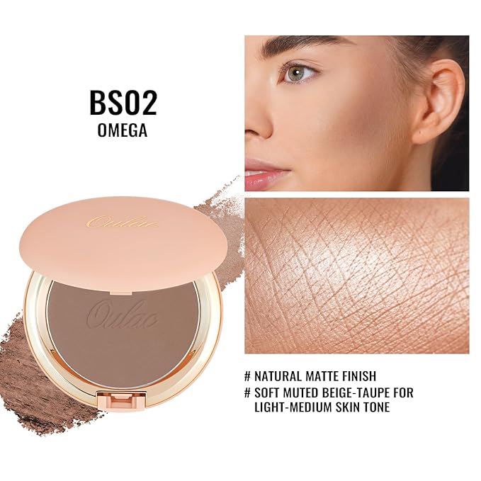 Oulac Matte Bronzer Powder Face Makeup with Mirror Cruelty-Free BS02