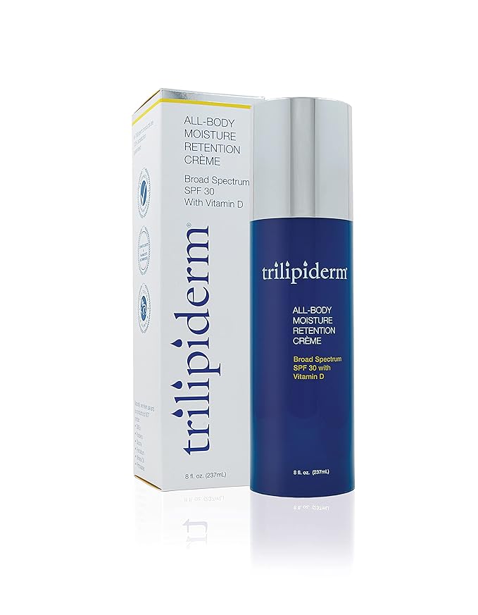 Trilipiderm Moisturizing Sunblock 8oz All Day Hydration for Body and Face, Vitamin D Enriched Broad Spectrum Sunscreen, Two Pack