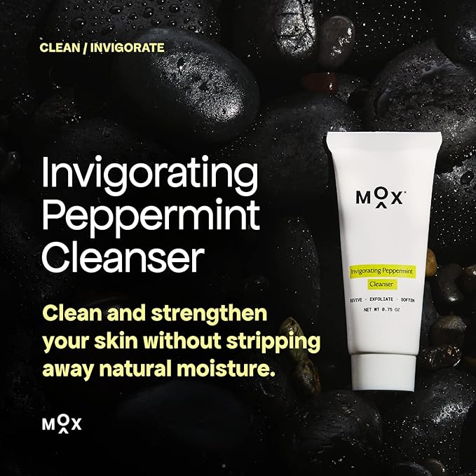 Mox Skincare Hydrating Mint Face Cleanser Travel Size (0.75oz) | Exfoliating Daily Face Wash | Unclog Pores with Salicylic Acid