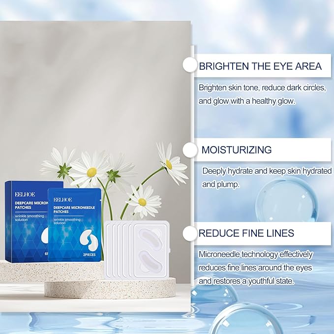 6 Picecs Malora Microglow Eye Patches,Hyaluronic Patchess for Under,Malora Under EyePatches for Wrinkles,Reduces Puffiness & Eye Bags,Under Eye Wrinkles Hydrating Sticker Mask (1Box)